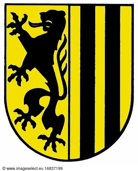 Wappen der Landeshauptstadt Dresden von Sachsen - Deutschland.