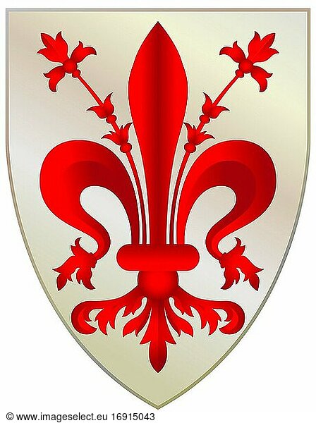 Wappen der toskanischen Stadt Florenz - Italien.