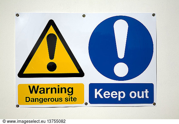 Warning Keep Out signs dangerous site