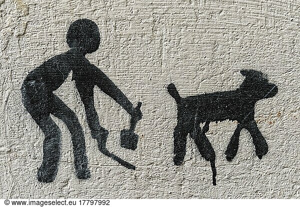 Warnschild Kein Hundekot an einer Wand  Alt-Tiflis Georgien  Kaukasus  Naher Osten