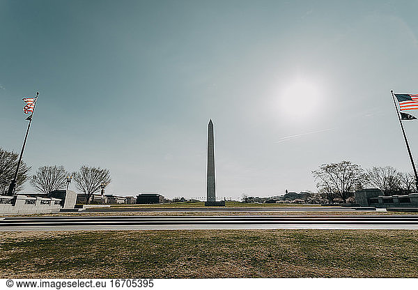 Washington DC Monument Obelisk Flags of EEUU Empty place