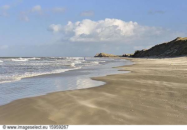 Wasserkante am Strand von Borkum  Ostfriesische Insel  Niedersachsen  Deutschland  Europa