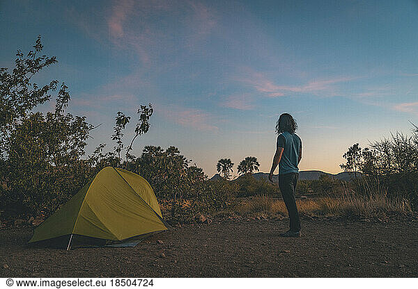 Watching Namibian Desert Sunset from Camp