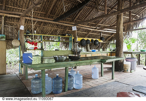 water bottles in Eco-camp kitchen  Orinoco Delta  Venezuela