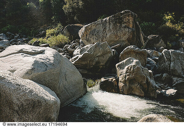 Water Flows around Granite Boulders on the South Yuba River