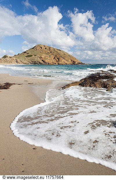 Water waves at Sa Mesquida  Menorca  Balearic Islands  Spain.
