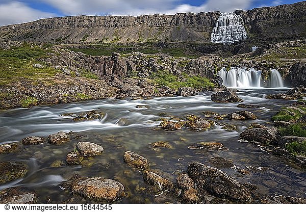 Waterfall Dynjandi  Dynjandifoss  river Dynjandisá  long exposure  Westfjords  Iceland  Europe