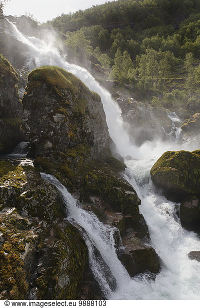 Waterfall  near Olden; Olden  Sogn og Fjordane  Norway