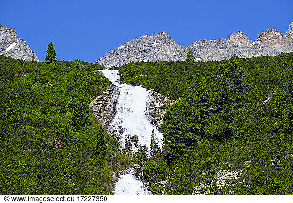Waterfall Unterschrammachbach  Zillertal Alps  Ziller valley  Tyrol  Austria