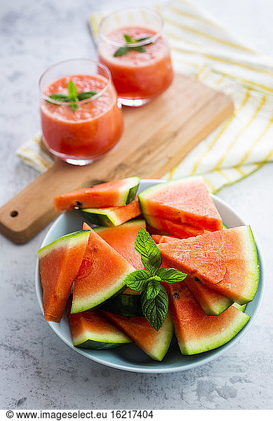 Watermelon smoothie in glass