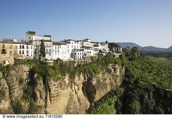 Weiße Stadt über der El Tajo-Schlucht  Ronda  Provinz Málaga  Andalusien  Spanien  Europa