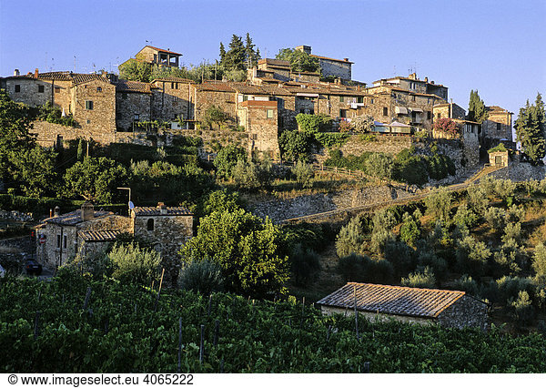 Weinstädtchen Montefioralle Chianti Provinz Florenz Firenze Toskana Italien Europa