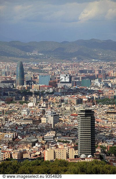 Weitwinkel Skyline Skylines Barcelona Katalonien Spanien