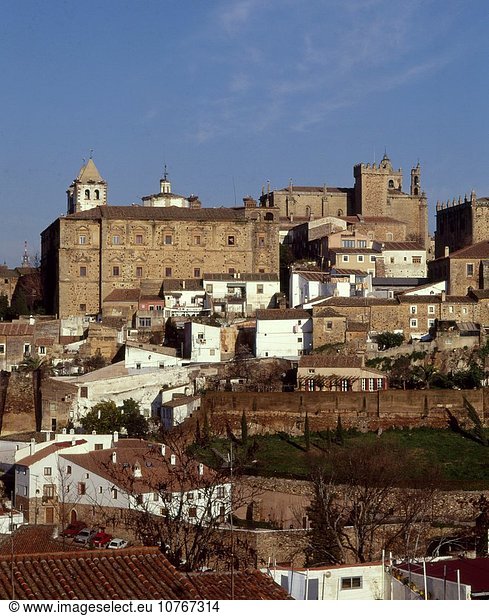 Weitwinkel Skyline Skylines Caceres Extremadura Spanien