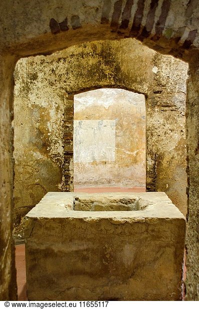 Well in the hypogeum  underground church  of the chiesa of San Salvatore  Cabras  Oristano province  Sardinia  Italy
