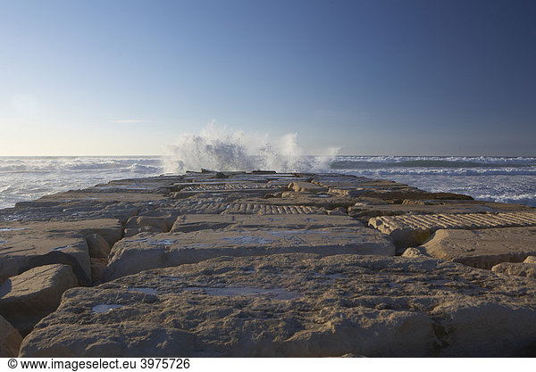 Wellenbrecher, Costa de Lavos, Portugal, Europa