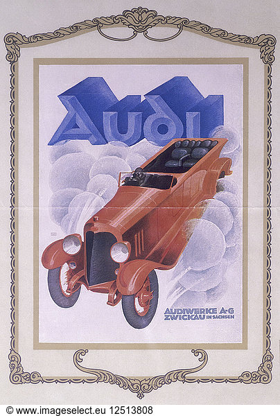 Werbeplakat für Audi Autos  1922. Künstler: Unbekannt