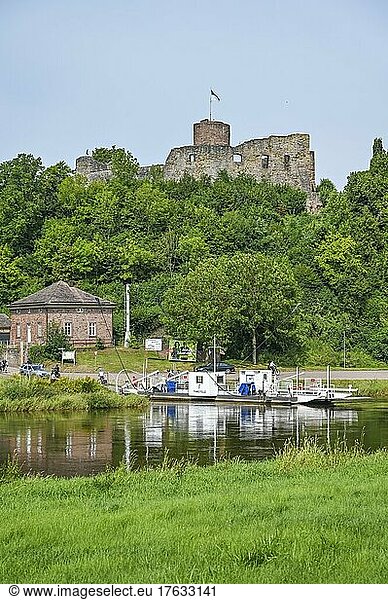 Weser ferry  Burg  Polle  Lower Saxony  Germany  Europe