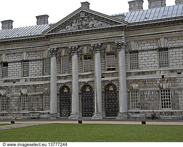 West facade Trinity College of Music  Old Royal Naval College  Greenwich  London  England