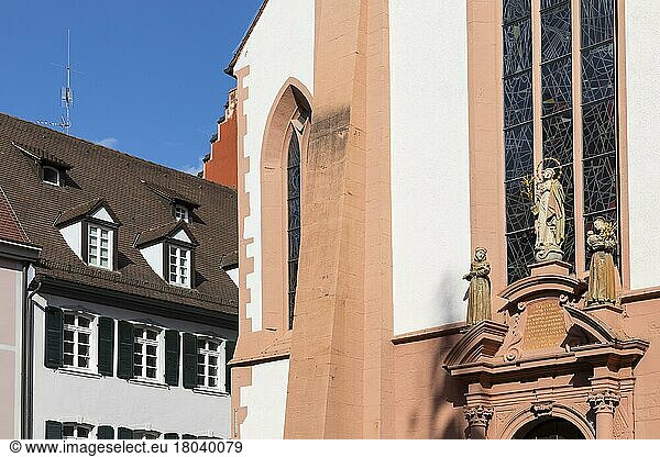 West side of St. Martin's Church with baroque portal  Freiburg im Breisgau  Baden-Württemberg  Germany  Europe