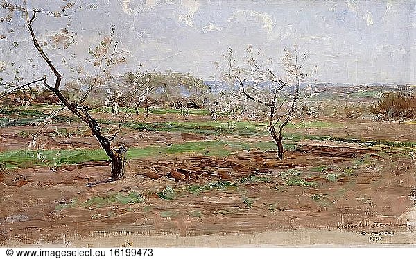 Westerholm Victor - Blühende Obstbäume Suresnes - Finnische Schule - 19. Jahrhundert.