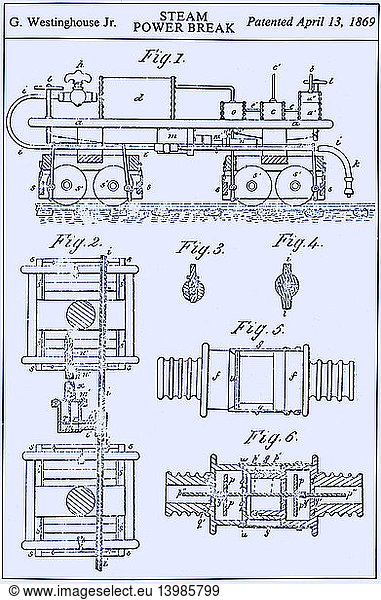 Westinghouse Steam Power Brake Patent  1869