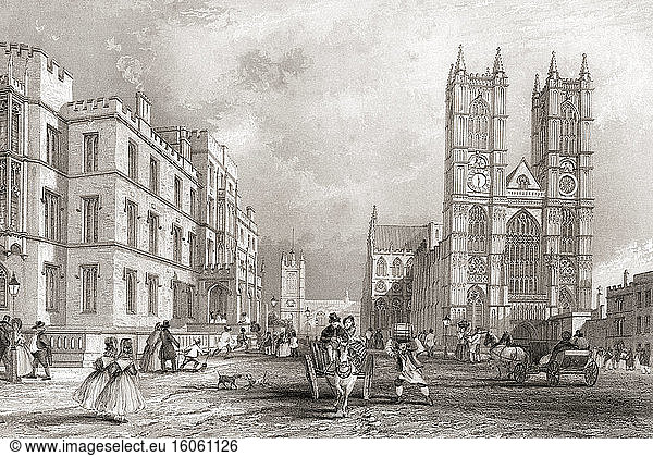Westminster Hospital and Abbey Church  City of Westminster  London  England  19th century. From The History of London: Illustrated by Views in London and Westminster  published c.1838.