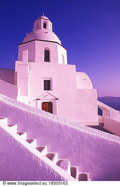 White Dome Greek church Santorini Greece