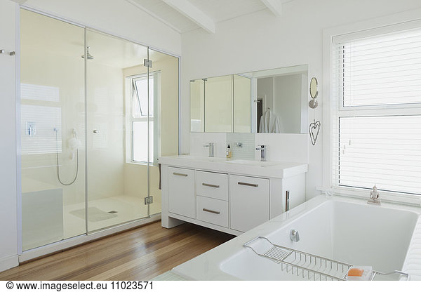 White modern bathroom home showcase interior