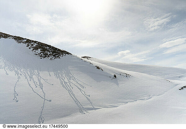 White sunny snow mountain landscapes