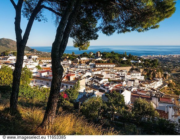 White village of Mijas Pueblo. Malaga province Costa del Sol. Andalusia southern Spain. Europe.