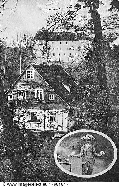 Wildenroth Castle and Wine Tavern  Burgkunstadt  Lichtenfels County  Upper Franconia  Bavaria  Germany  1920  Historic  digitally restored reproduction of a 19th century original  original date unknown  Europe