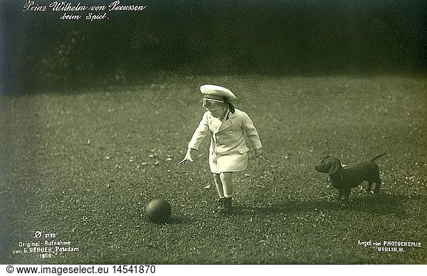 William Frederick  4.7.1906 - 26.5.1940  Prince of Prussia  as child  playing  picture postcard  G. Berger  Potsdam  1908