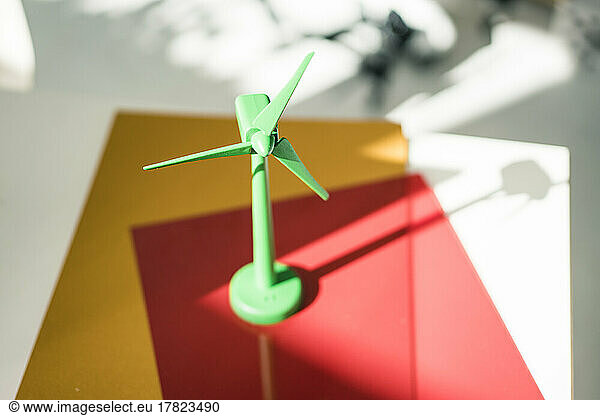 Wind turbine model on desk at office