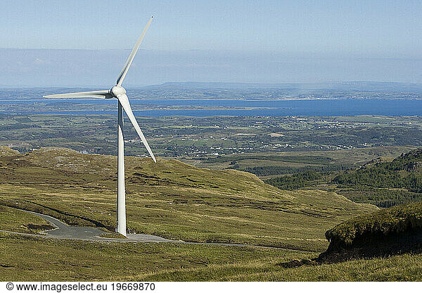 Wind turbines at the Killibegs wind site in Killibegs  Ireland.