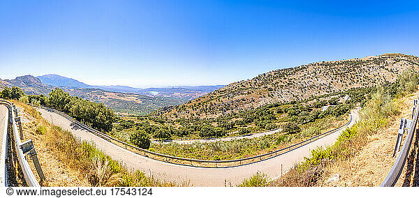Winding road from Puerto Del Sol in Axarquia  Andalucia  Spain  Europe