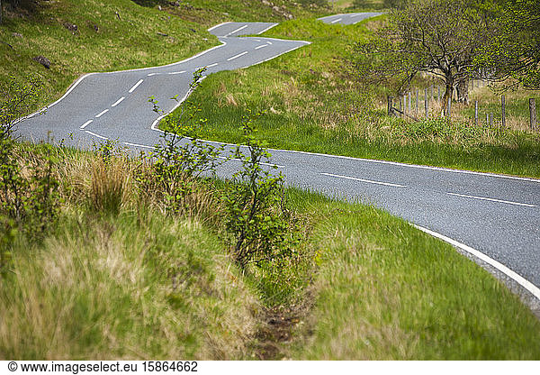 Winding road  Scotland  United Kingdom  Europe