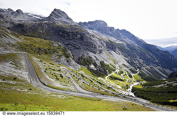 WInding road  Stelvio Pass  Trentino-Alto Adige  Italy