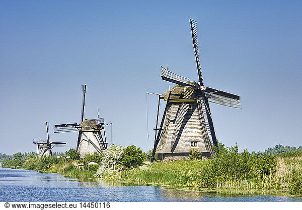 Windmühlen  Kinderdijk  Niederlande  Europa