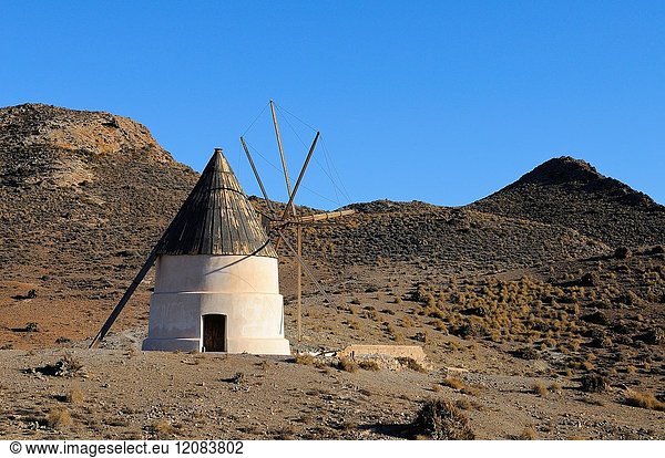 Windmill. Cabo de Gata-Níjar Natural Park. Almería province. Andalusia. Spain