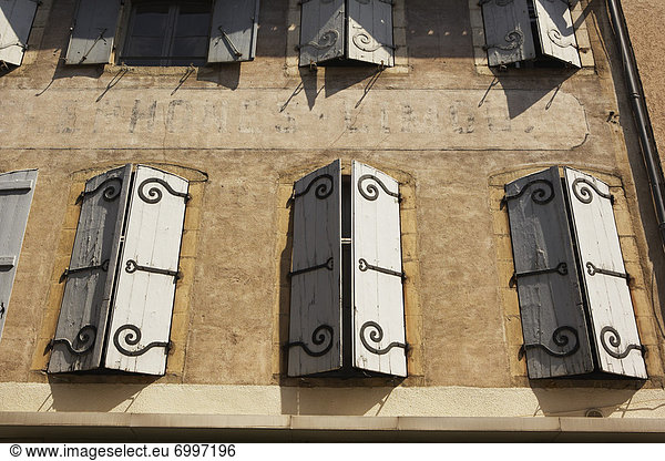 Window Shutters in Market  Carcassonne  Aude  Languedoc Roussillon  France
