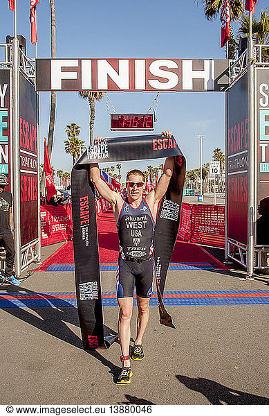 Winner of a triathlon track event in Huntington Beach  CA