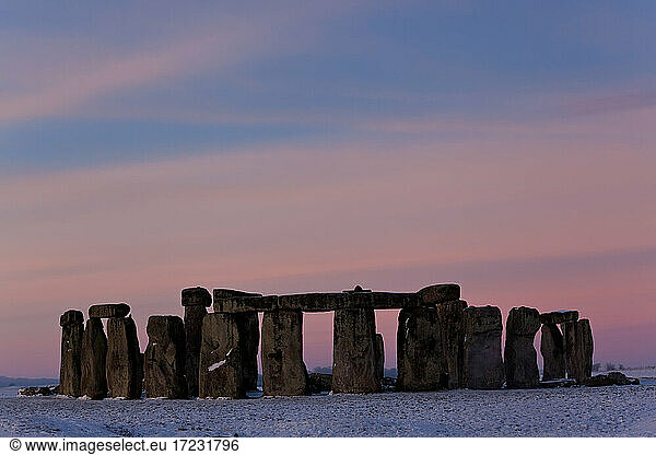 Winter at Stonehenge  Wiltshire  England  United Kingdom