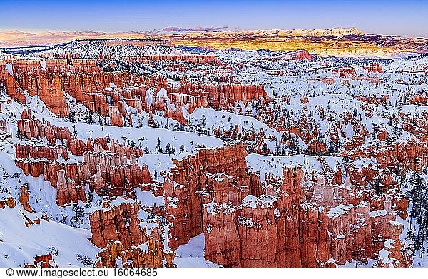 Winter Bryce Canyon Sunset  Utah  USA.