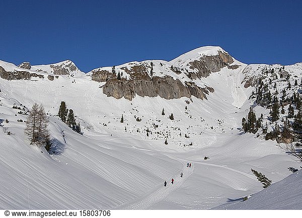 Winter hiking trail in the ski area Rofan  Rofan  Maurach am Achensee  Tyrol  Austria  Europe