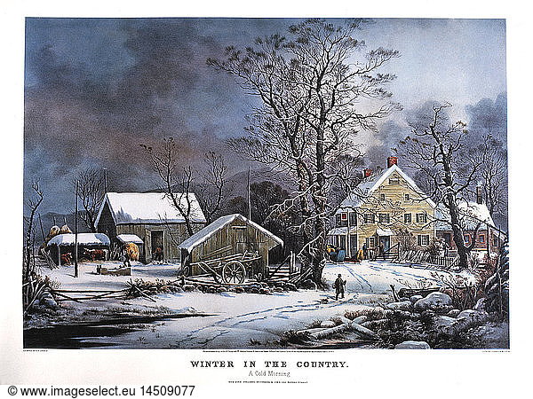Winter in the Country  A Cold Morning  Lithograph  Currier & Ives  1864