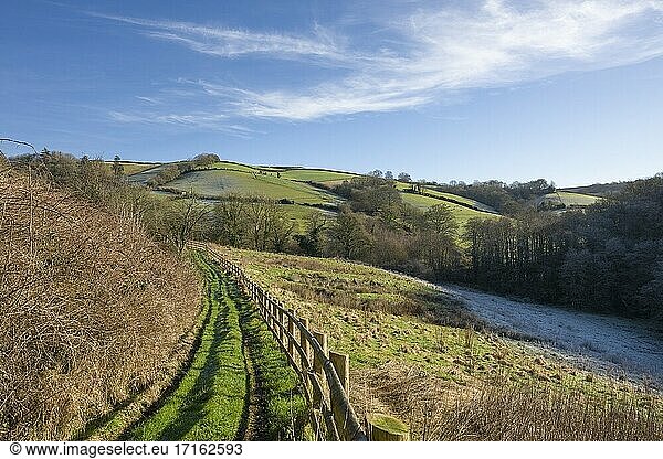 Winter landscape near Bampton in the Exe Valley  Devon  England.
