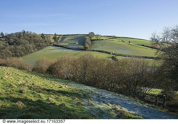 Winter landscape near Bampton in the Exe Valley  Devon  England.