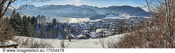 Winter landscape  panorama  snow  ice  Schliersee  Bavaria  Germany  Europe