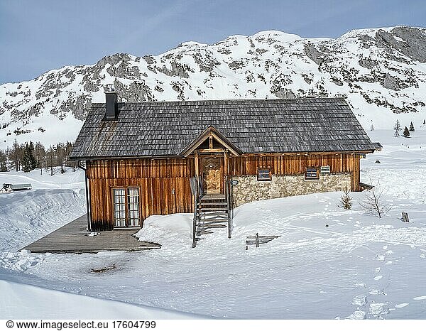 Winter landscape  snowed-in hut  Tauplitzalm  Styria  Austria  Europe